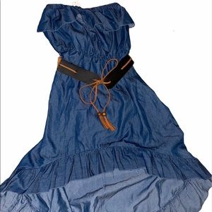 BOHO Strapless Denim Dress